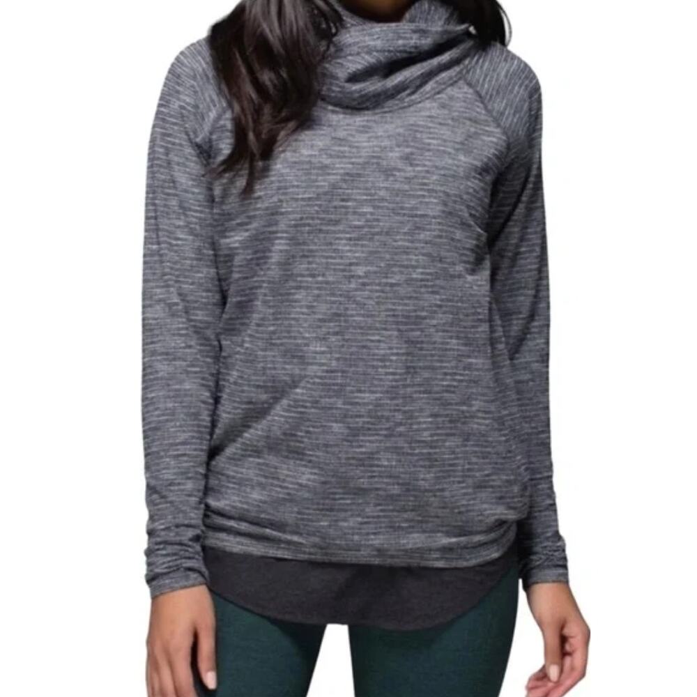 Lululemon Healthy Heart Pullover 10/12 Coco Pique Black Activewear Top